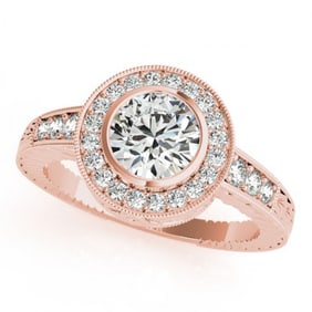 1.11 ctw Certified VS/SI Diamond Halo Ring 18k Rose Gold