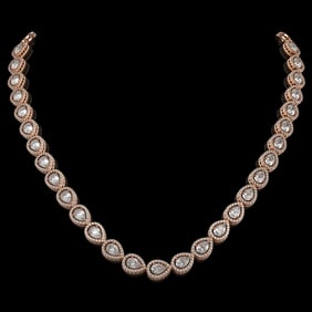 28.74 ctw Pear Cut Diamond Micro Pave Necklace 18K Rose Gold