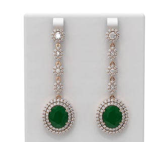 18.83 ctw Emerald & Diamond Earrings 18K Rose Gold