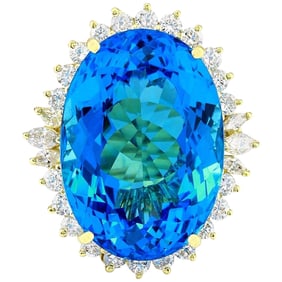 Topaz Diamond Ring 14K Yellow Gold