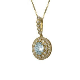 3.82 ctw Aquamarine & Diamond Victorian Necklace 14K Yellow Gold
