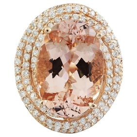 Morganite Diamond Ring 14K Rose Gold