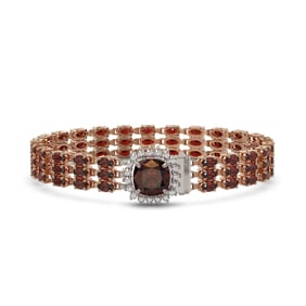 25.08 ctw Garnet & Diamond Bracelet 14K Rose Gold