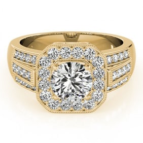 1.5 ctw Certified VS/SI Diamond Halo Ring 18k Yellow Gold