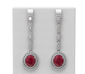 18.83 ctw Ruby & Diamond Earrings 18K White Gold