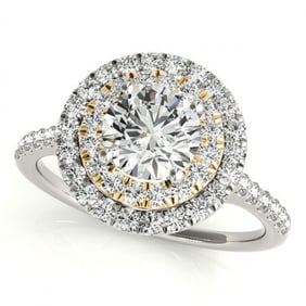 1 ctw Certified VS/SI Diamond Solitaire Halo Ring 18k 2Tone Gold