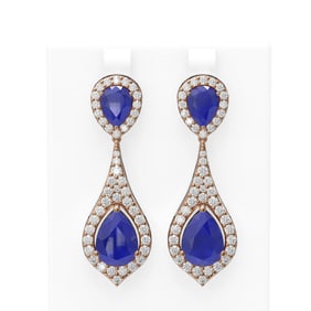 13.6 ctw Sapphire & Diamond Earrings 18K Rose Gold