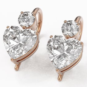 1.8 ctw Heart Diamond Designer Earrings 18K Rose Gold