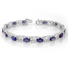 12.05 ctw Tanzanite & Diamond Bracelet 14k White Gold