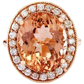 Morganite Diamond Ring 14K Rose Gold