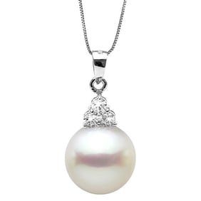 White South Sea Pearl and Diamond Charm Pendant