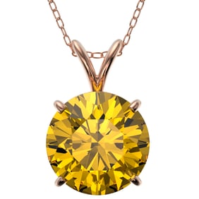 2.50 ctw Certified Intense Yellow Diamond Necklace 10k Rose Gold
