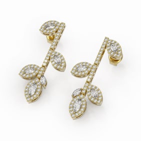 2.57 ctw Marquise Cut Diamond Designer Earrings 18K Yellow Gold