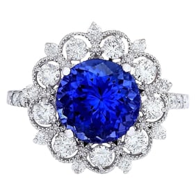 Natural Tanzanite Diamond Ring In 18K