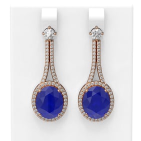 15.53 ctw Sapphire & Diamond Earrings 18K Rose Gold