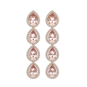 7.8 ctw Morganite & Diamond Micro Pave Halo Earrings 10k Rose Gold