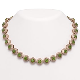 72.27 ctw Tourmaline & Diamond Victorian Necklace 14K Rose Gold
