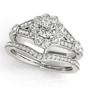 2.09 ctw Certified VS/SI Diamond 2pc Wedding Set Halo 14k White Gold