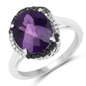 4.52 CT Genuine Amethyst, Black Diamond