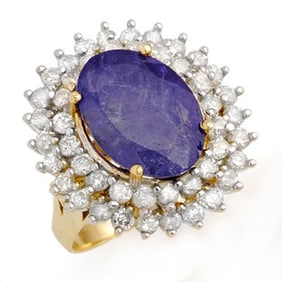 8.78 ctw Tanzanite & Diamond Ring 14k Yellow Gold