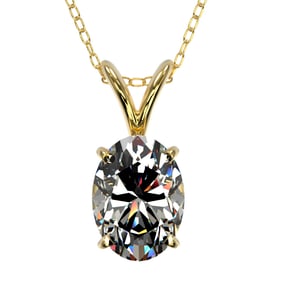 1 ctw Certified VS/SI Quality Oval Diamond Necklace 10k Yellow Gold