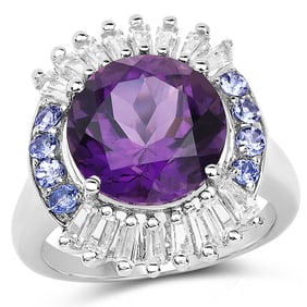 5.24 CT Genuine Amethyst, Tanzanite &