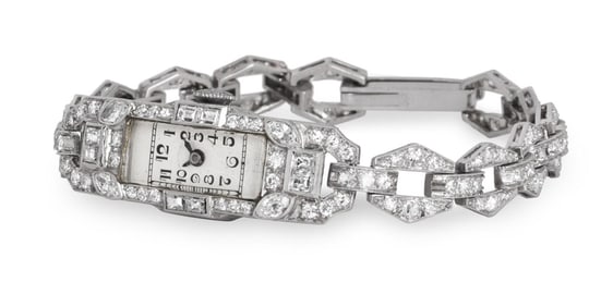 Vintage 1920s Diamond Set Silver Dial