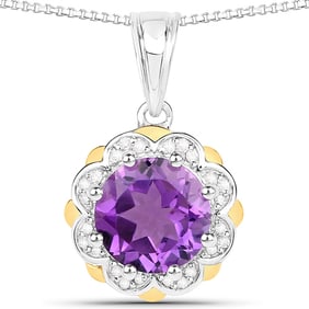 1.87 CT Genuine Amethyst and White