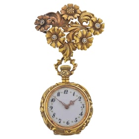 Art Nouveau Antique Gold Diamond Lapel
