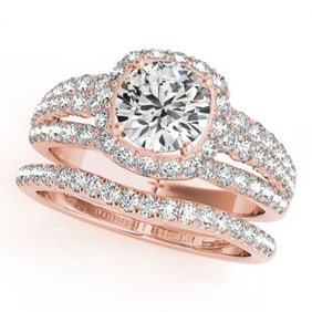 2.44 ctw Certified VS/SI Diamond 2pc Wedding Set Halo 14k Rose Gold