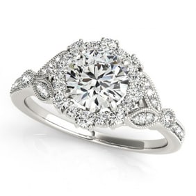 Natural 1 ctw Diamond Solitaire Halo Ring 14k White Gold