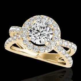 2.01 ctw Certified Diamond Solitaire Halo Ring 10k Yellow Gold