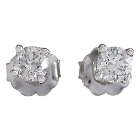 Diamond Stud Earrings 14K White Gold