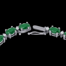 35 ctw Emerald & VS/SI Diamond Eternity Necklace 10k White Gold