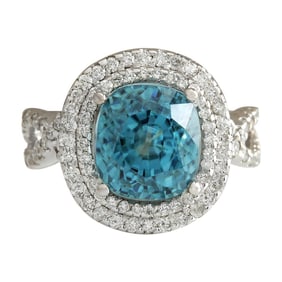 Natural Zircon Diamond Ring In 14K