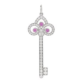 Tiffany Platinum Diamond Pink Sapphire Fleur