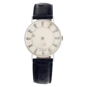 LeCoultre Mystery14k white gold & ostrich