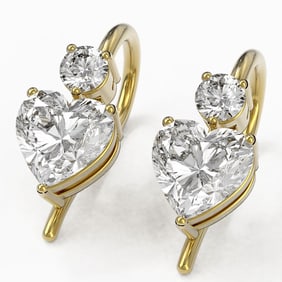 1.25 ctw Heart Diamond Designer Earrings 18K Yellow Gold
