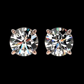 1.50 ctw Certified Quality Diamond Stud Earrings 10k Rose Gold