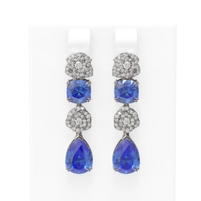 11.6 ctw Tanzanite & Diamond Earrings 18K White Gold