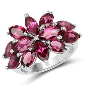 7.80 CT Genuine Rhodolite 14K White