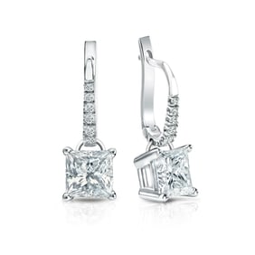 Natural 2.00 CTW Diamond Dangle Earrings 14K White Gold