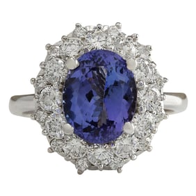 Tanzanite Diamond Ring 14K White Gold
