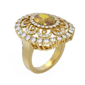 5.61 ctw Canary Citrine & Diamond Ring 18K Yellow Gold
