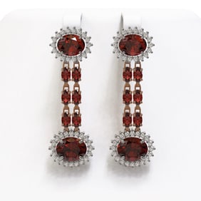 11.7 ctw Garnet & Diamond Earrings 14K Rose Gold