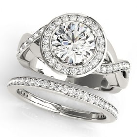 2.34 ctw Certified VS/SI Diamond 2pc Wedding Set Halo 14k White Gold