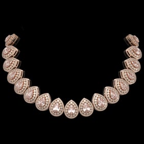 103.22 ctw Morganite & Diamond Victorian Necklace 14K Rose Gold
