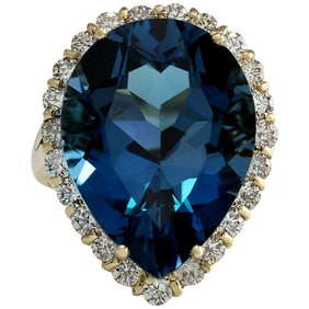 Natural Topaz 18K Yellow Gold Diamond