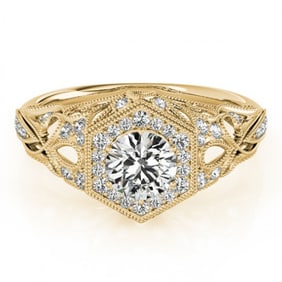 0.9 ctw Certified VS/SI Diamond Halo Ring 18k Yellow Gold