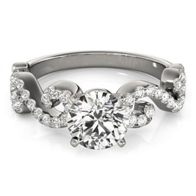 Natural 0.9 ctw Diamond Solitaire Ring 14k White Gold